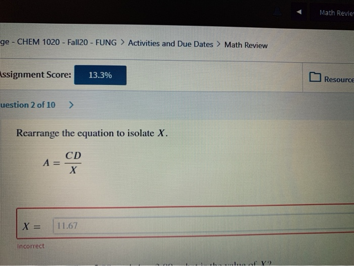 Solved Math Revie Ge Chem 1020 Fall20 Fung