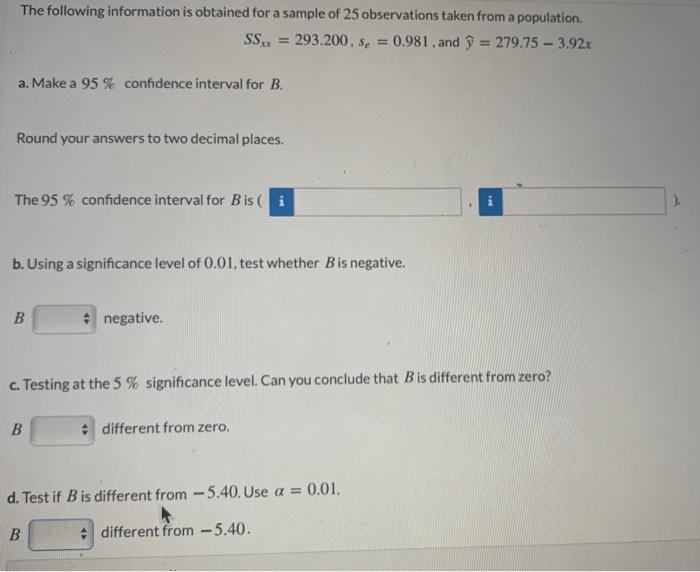 Solved The following information is obtained for a sample of | Chegg.com