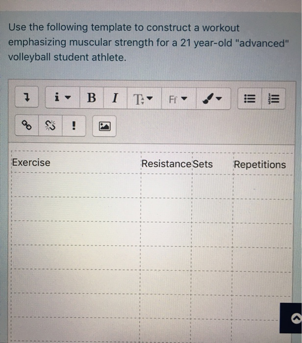 Solved Use The Following Template To Construct A Workout Chegg Com