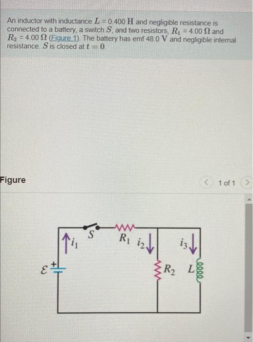 Solved An inductor with inductance L = 0.400 H and | Chegg.com