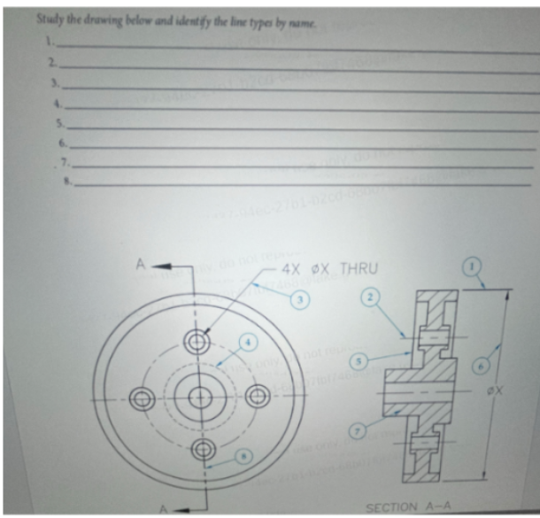 Solved Stualy the drawing below and identify the line type | Chegg.com