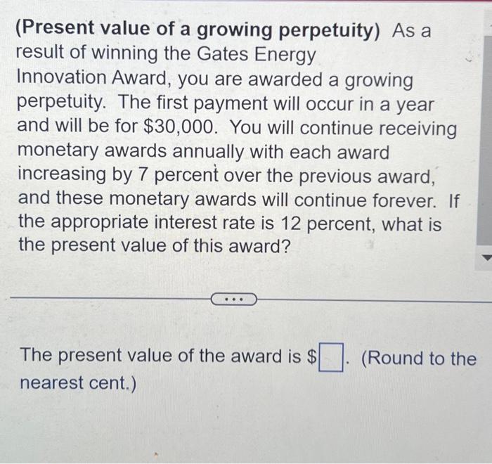 Solved (Present value of a growing perpetuity) As a result | Chegg.com