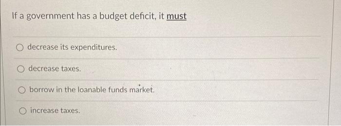 Solved If A Government Has A Budget Deficit, It Must | Chegg.com