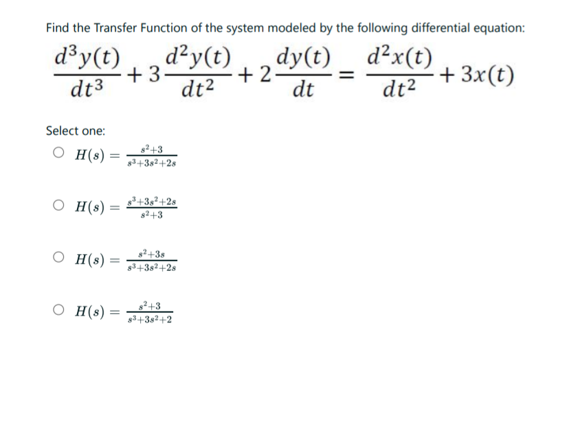 Solved Find the Transfer Function of the system modeled by | Chegg.com