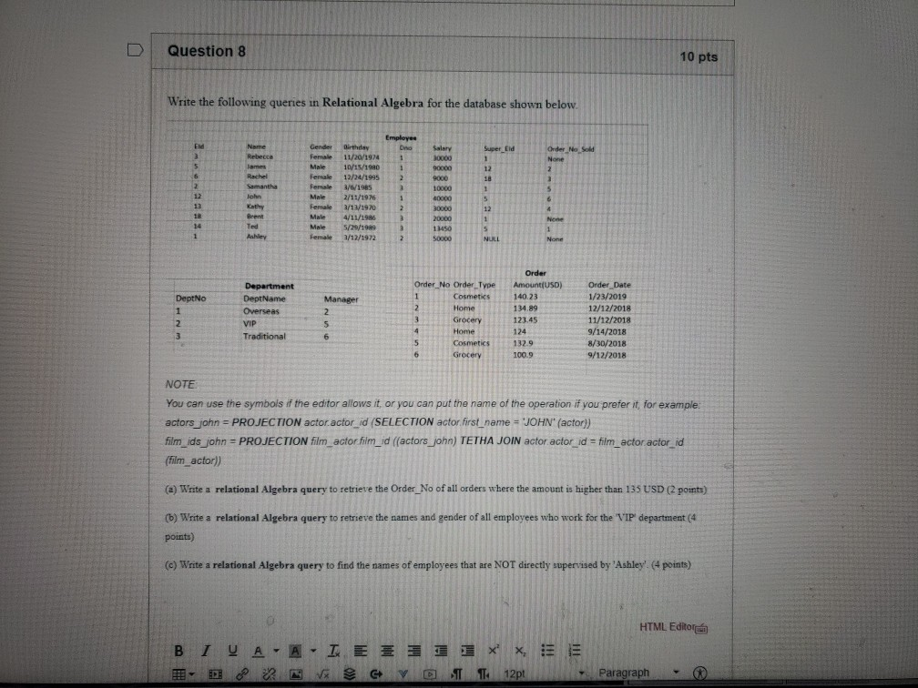 Solved U Question 8 10 pts Write the following queries in | Chegg.com