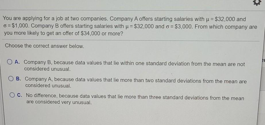 Solved You are applying for a job at two companies. Company | Chegg.com