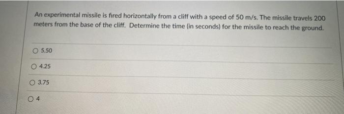 Solved An experimental missile is fired horizontally from a | Chegg.com