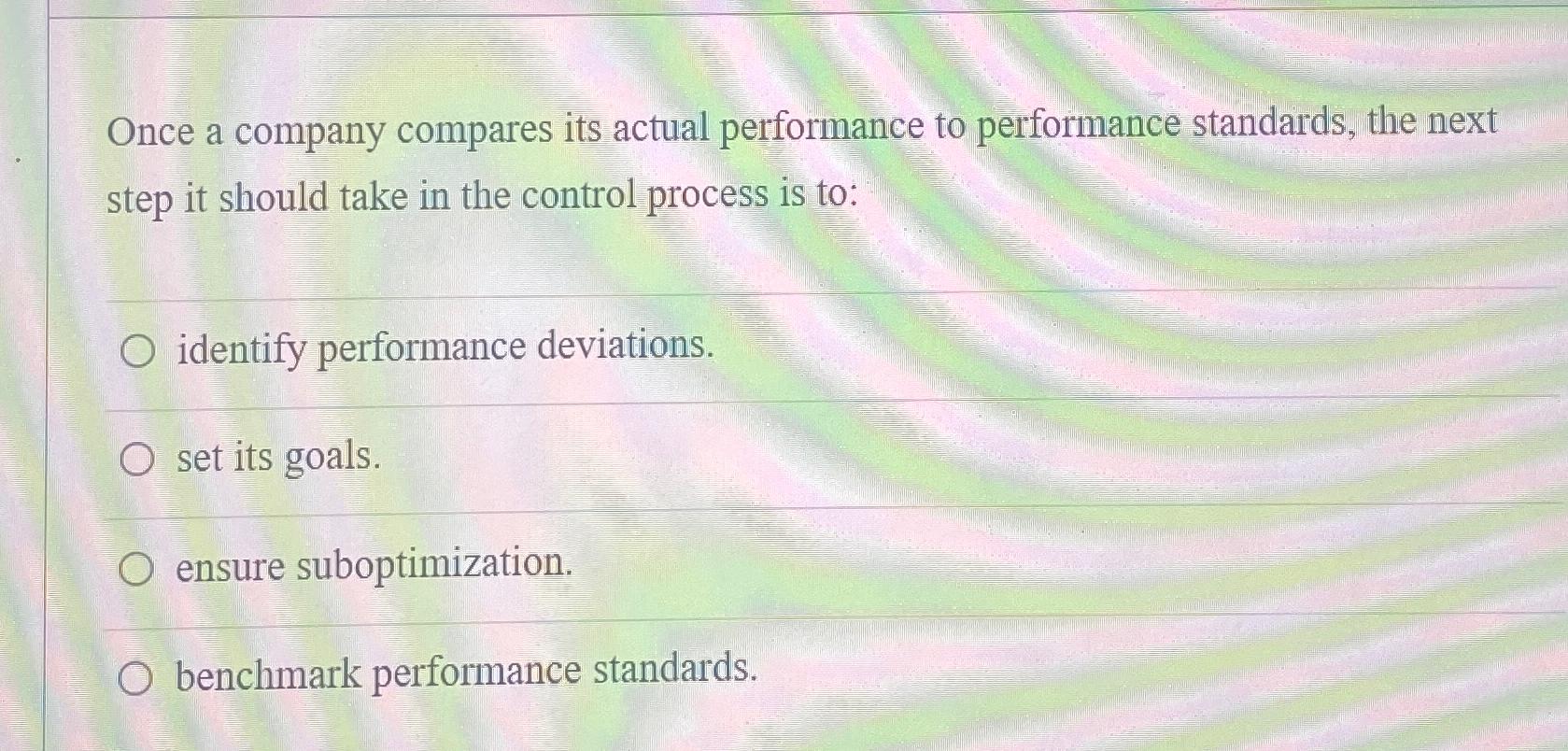 Solved Once A Company Compares Its Actual Performance To | Chegg.com