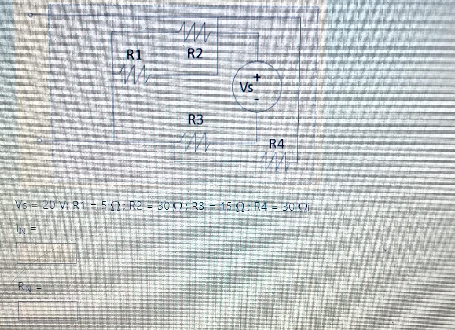 Solved Vs 20 V R1 5Ω R2 30Ω R3 15Ω R4 30Ωi