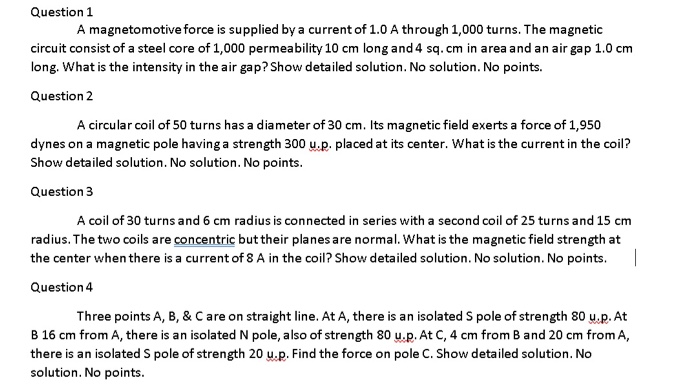 Solved Question 1 A magnetomotive force is supplied by a | Chegg.com