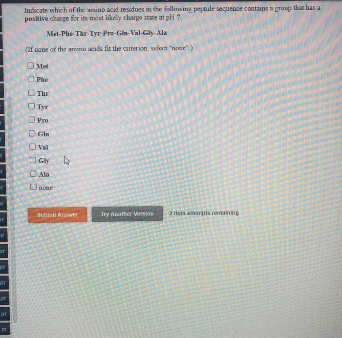 Solved Indicate which of the amino acid residues in the | Chegg.com