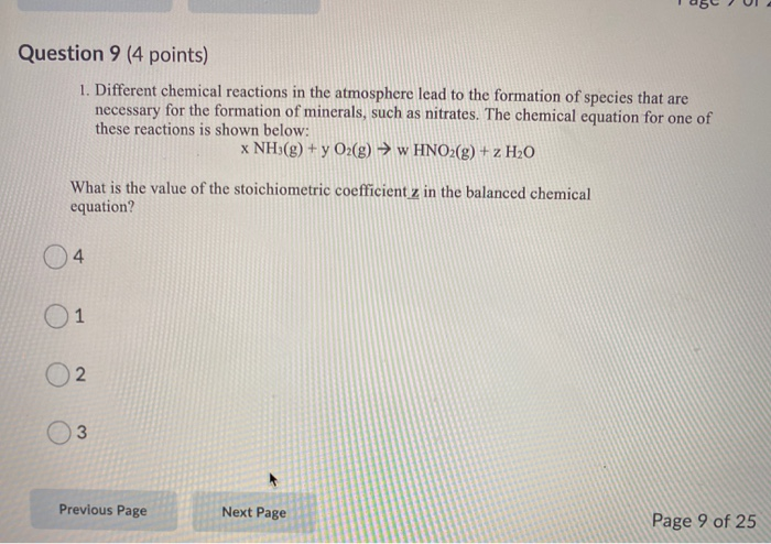 Solved Question 9 4 Points 1 Different Chemical Reacti Chegg Com