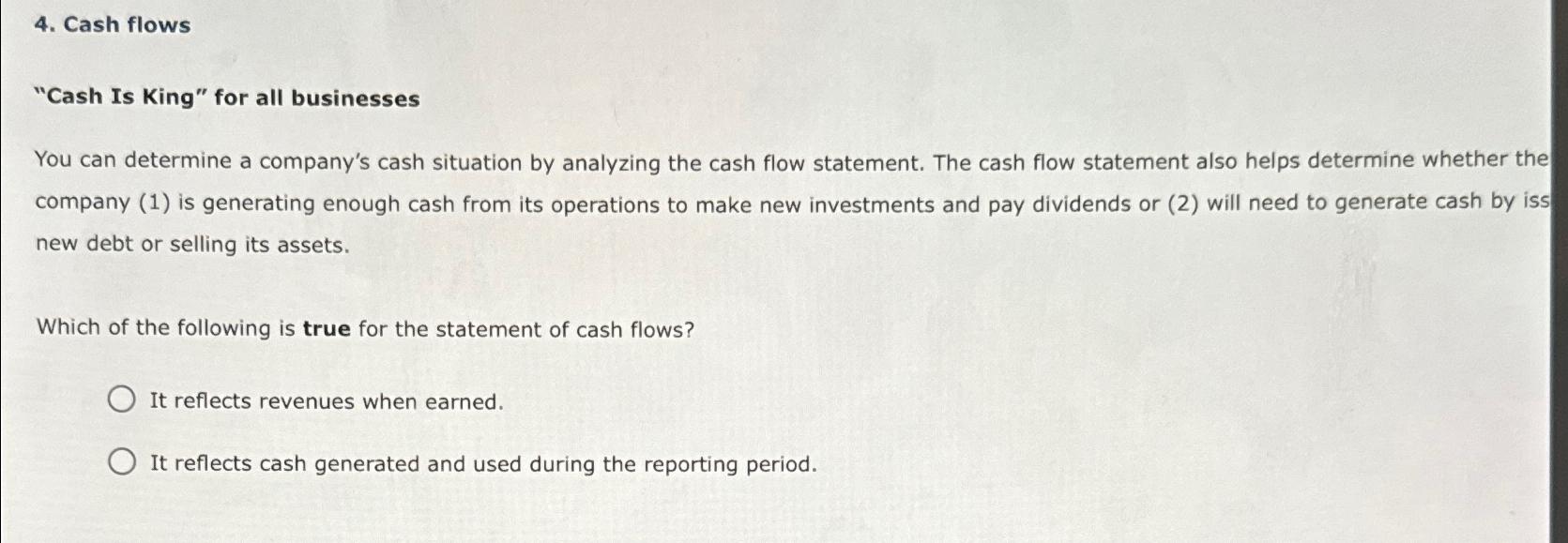 Solved Cash flows\\n