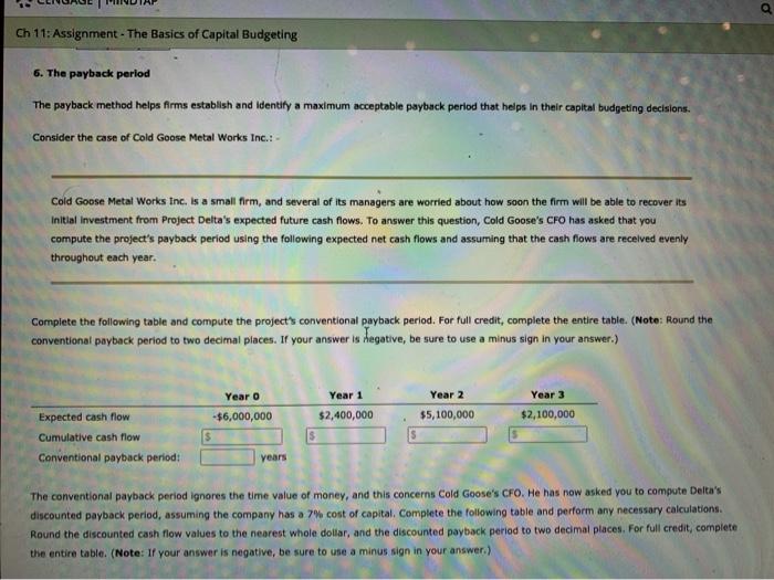 Solved 0 Ch 11: Assignment - The Basics of Capital Budgeting | Chegg.com