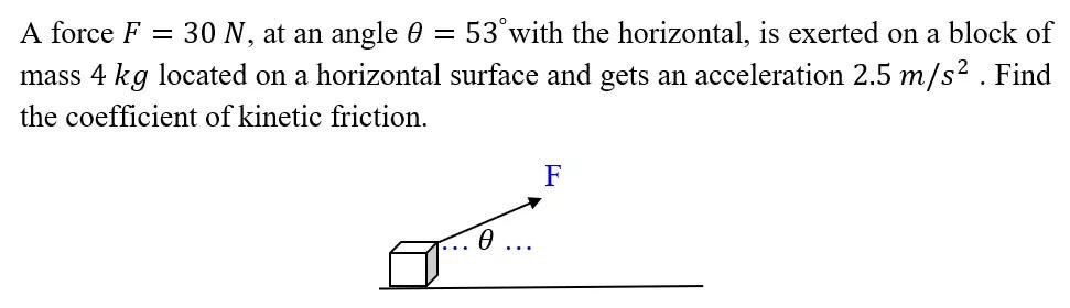 Solved A Force F = 30 N, At An Angle 0 = 53°with The | Chegg.com