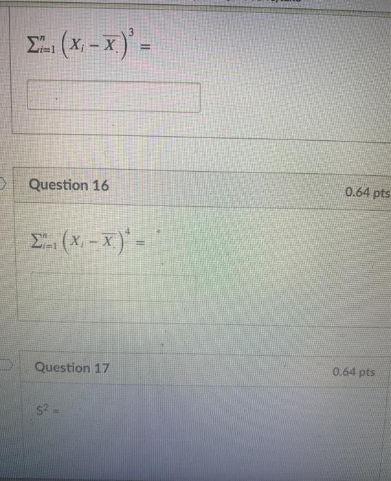 Solved Use the following Data Set to Answer Questions 12 - | Chegg.com