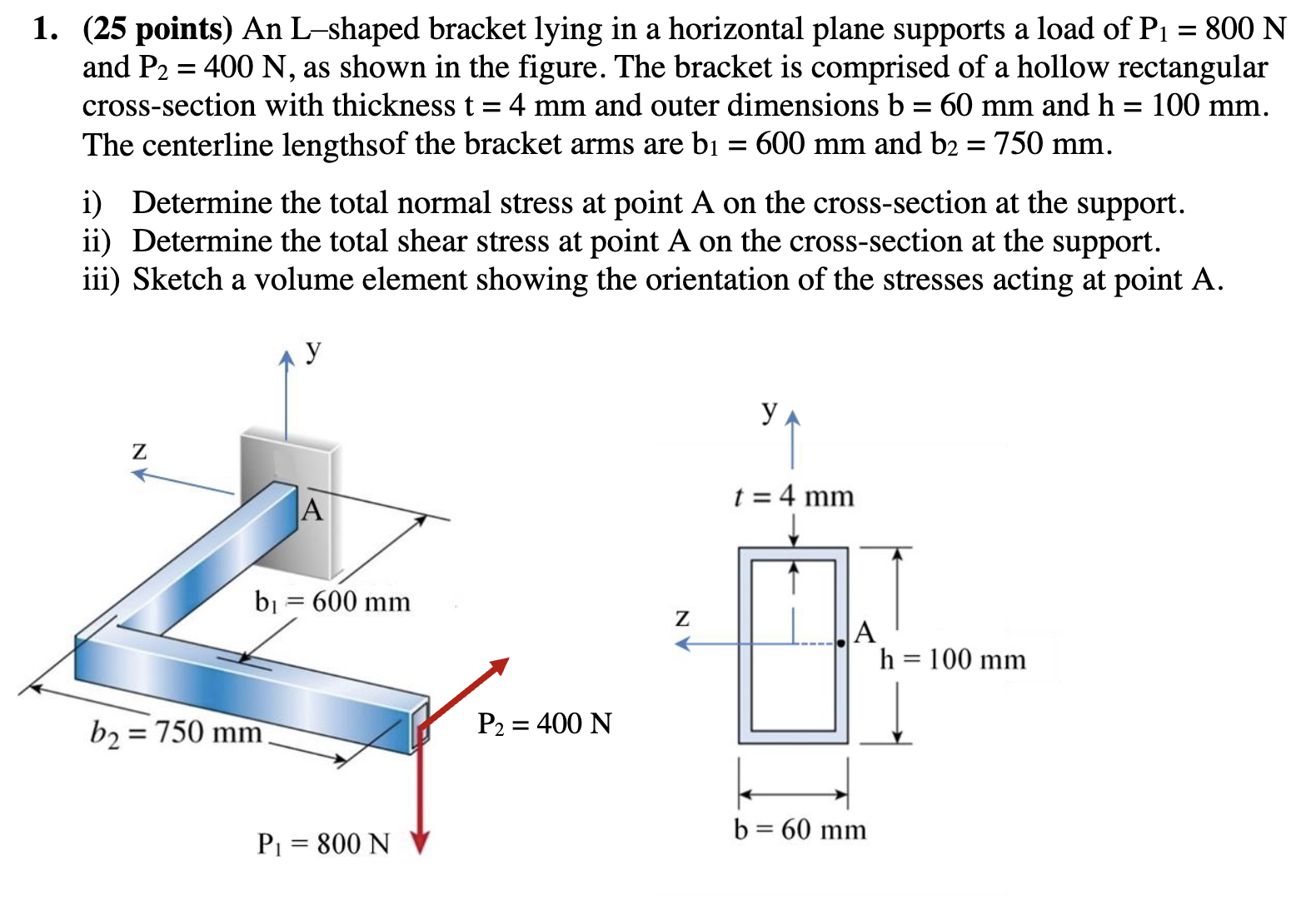 (25 ﻿points) ﻿An L- ﻿shaped bracket lying in a | Chegg.com