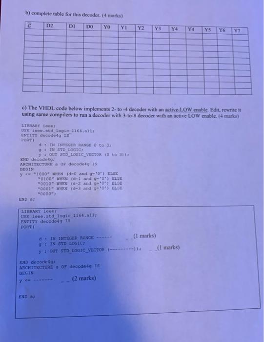Solved Question 01: For the 3-to-8 decoder shown below, we | Chegg.com