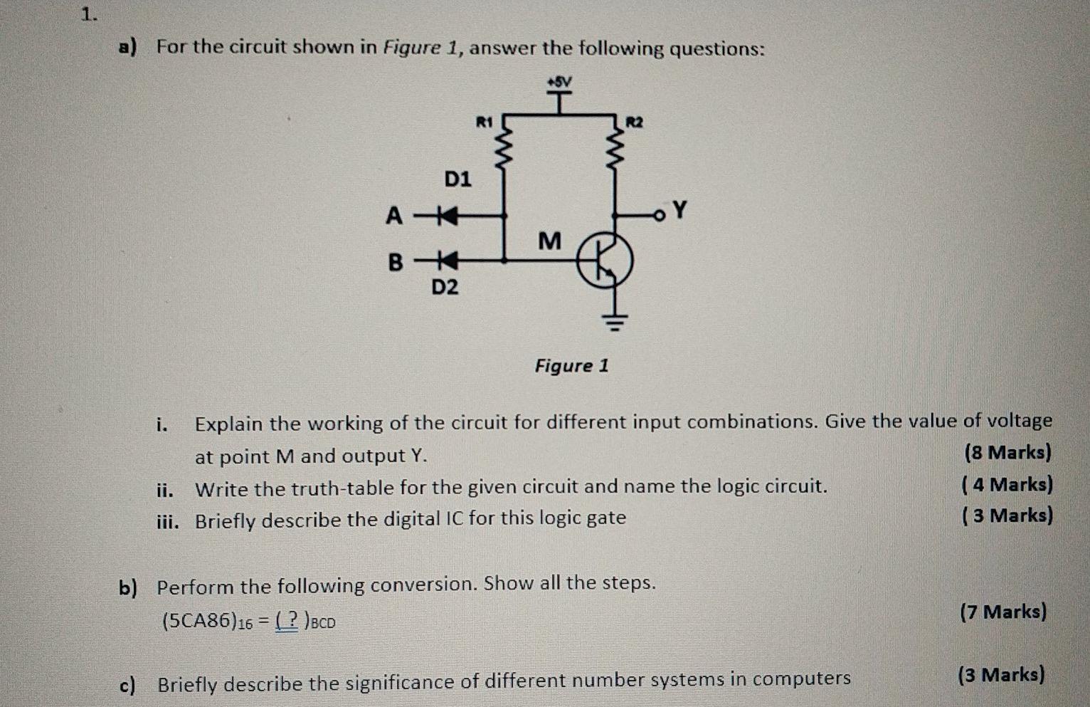 Solved 1. a) For the circuit shown in Figure 1, answer the | Chegg.com