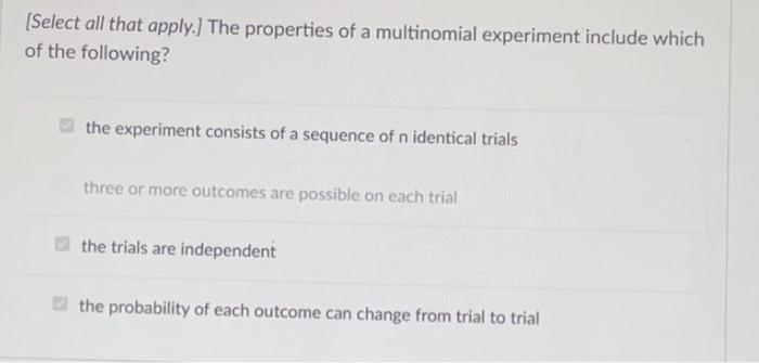 properties multinomial experiment