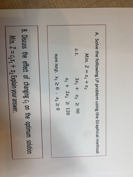 Solved A. Solve the following LP problem using the Graphical | Chegg.com
