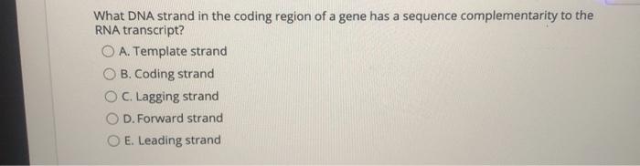 Solved What DNA strand in the coding region of a gene has a | Chegg.com