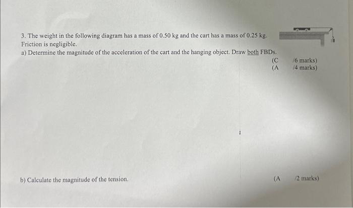 Solved 3. The weight in the following diagram has a mass of | Chegg.com