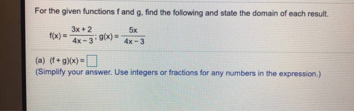 Solved For the given functions f and g, find the following | Chegg.com