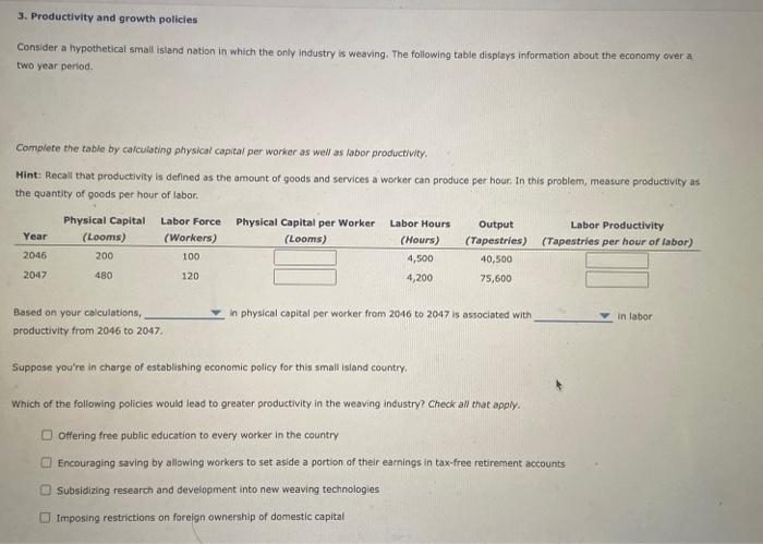 Solved 3. Productivity And Growth Policies Consider A | Chegg.com