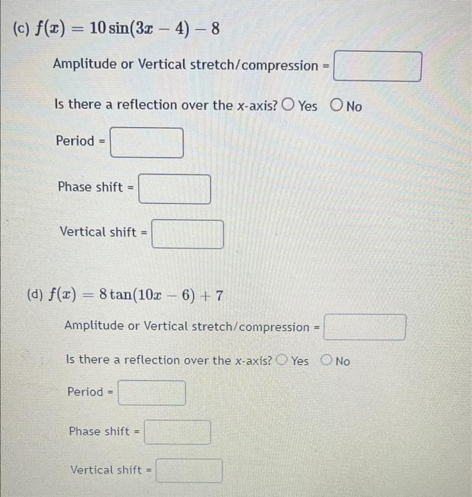 Solved For Each Given Function, Identify The Amplitude Of | Chegg.com