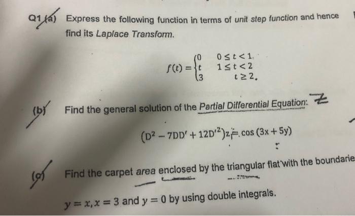 Solved Qyja) Express the following function in terms of unit | Chegg.com