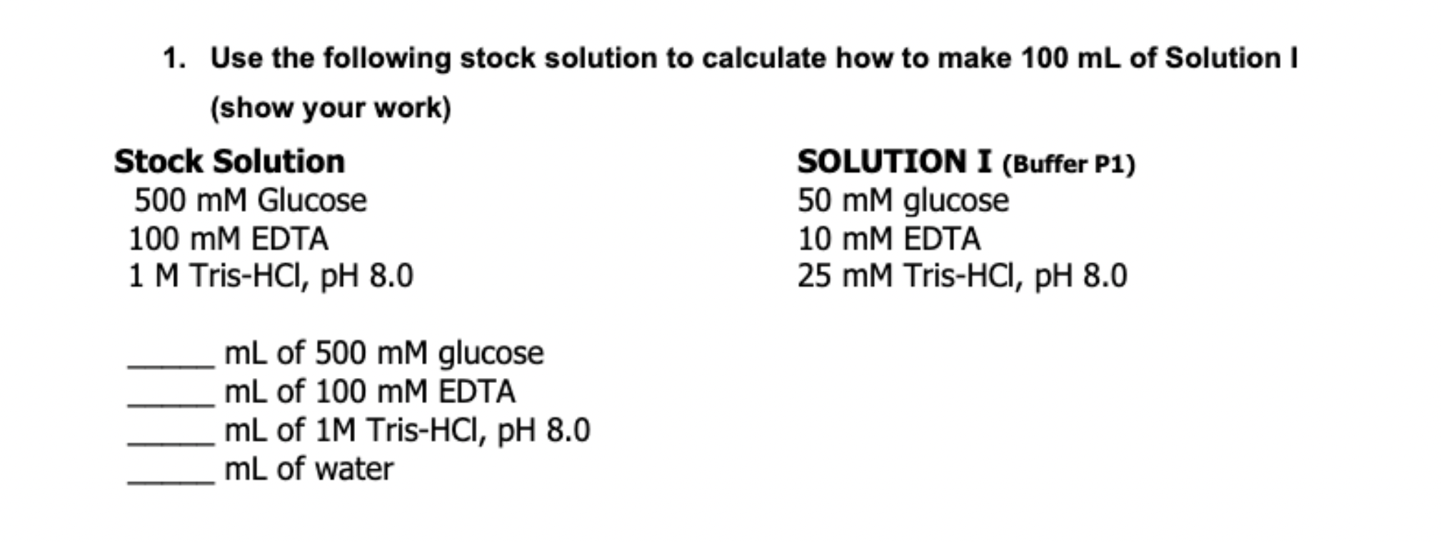 how to calculate molarity of stock solution