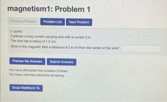 Solved magnetism1: Problem 1 Previous Problem Problem List | Chegg.com