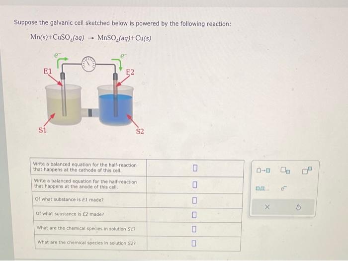 Solved Suppose the galvanic cell sketched below is powered | Chegg.com