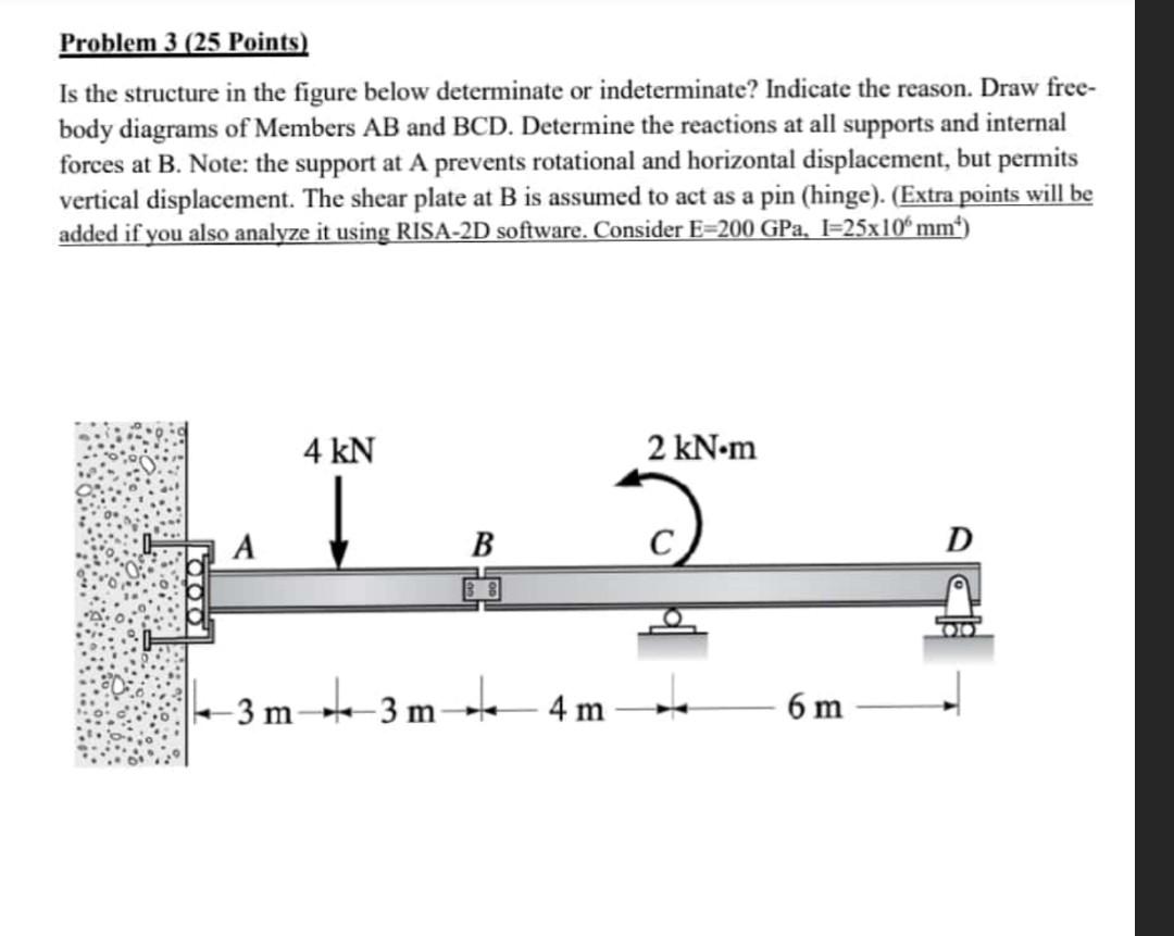 Solved Problem 3 (25 Points) Is the structure in the figure | Chegg.com