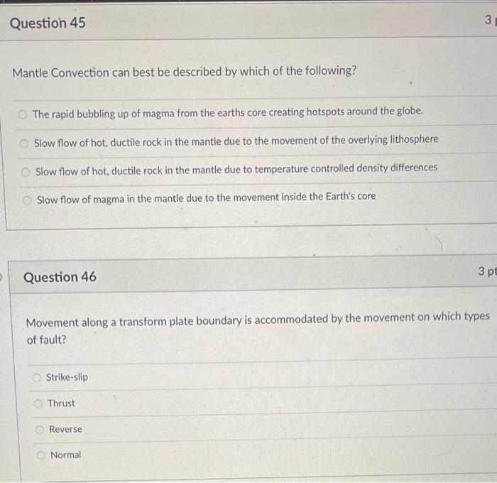Solved 31 Question 45 Mantle Convection can best be