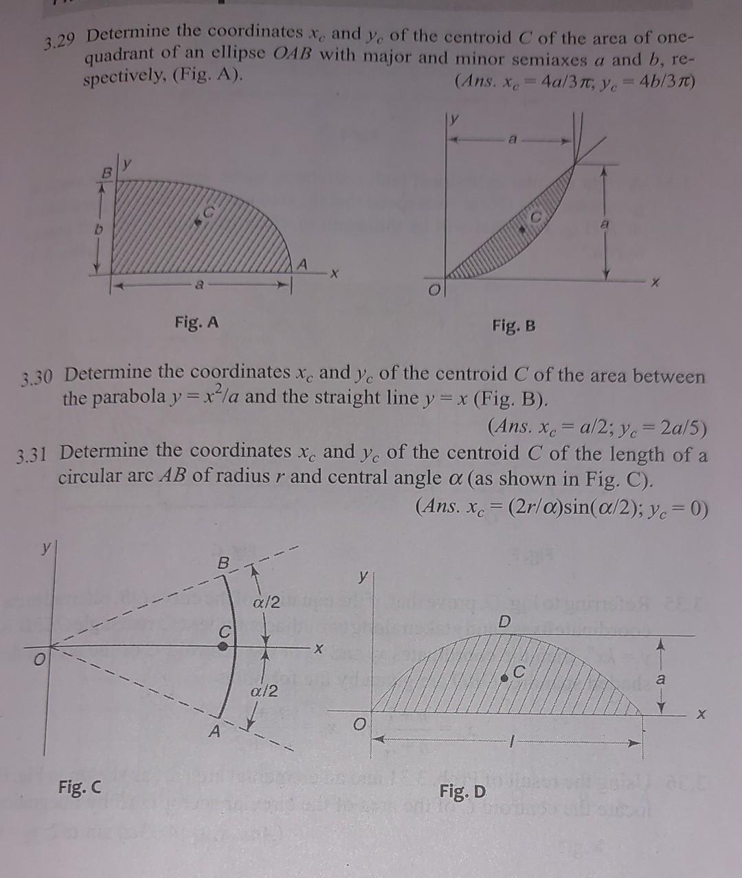 Solved 3 29 Determine The Coordinates And Ye Of The Centroid Chegg Com