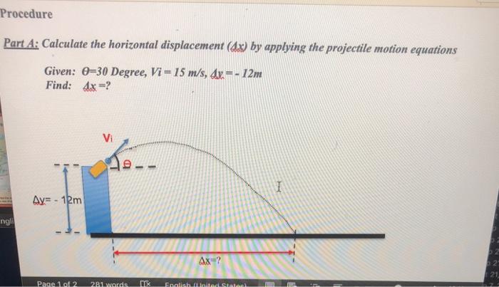 Solved Procedure Part A: Calculate the horizontal | Chegg.com