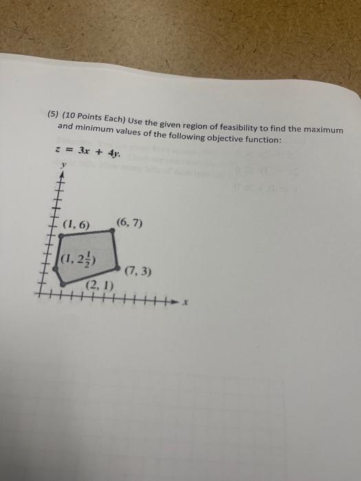 Solved (5) (10 Points Each) Use the given region of | Chegg.com