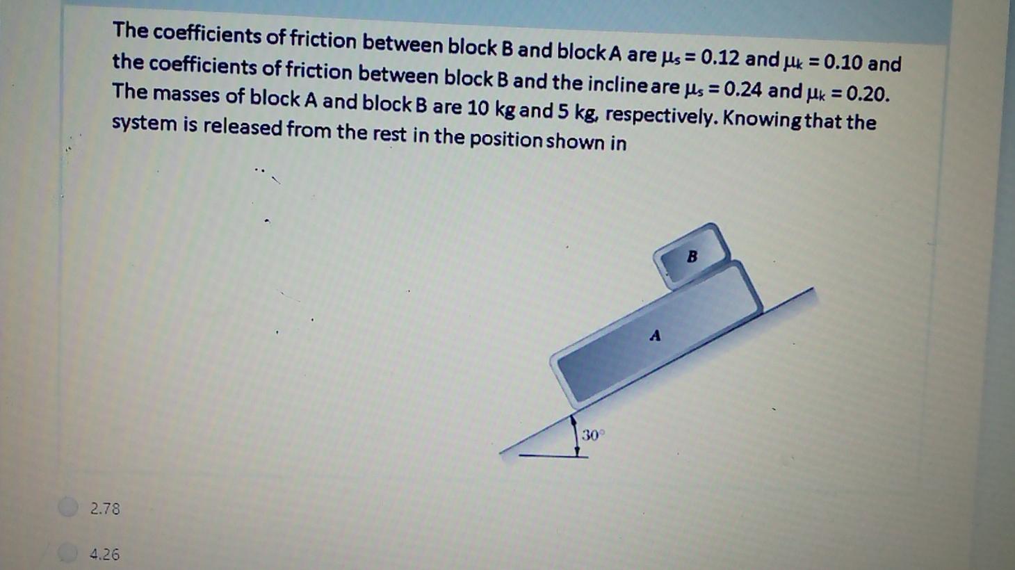 Solved The coefficients of friction between block B and | Chegg.com