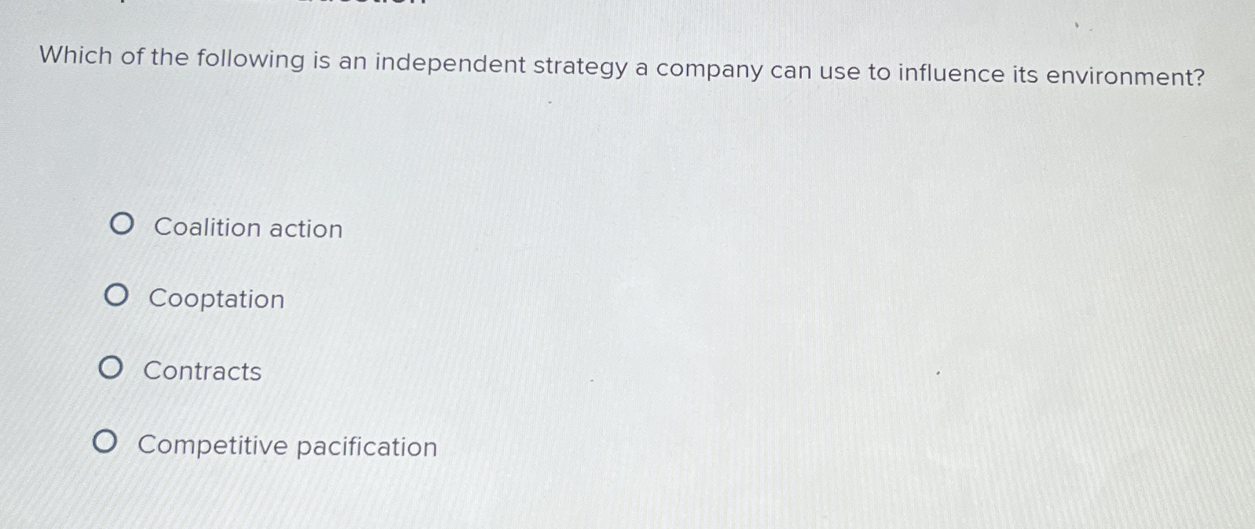 Solved Which of the following is an independent strategy a | Chegg.com