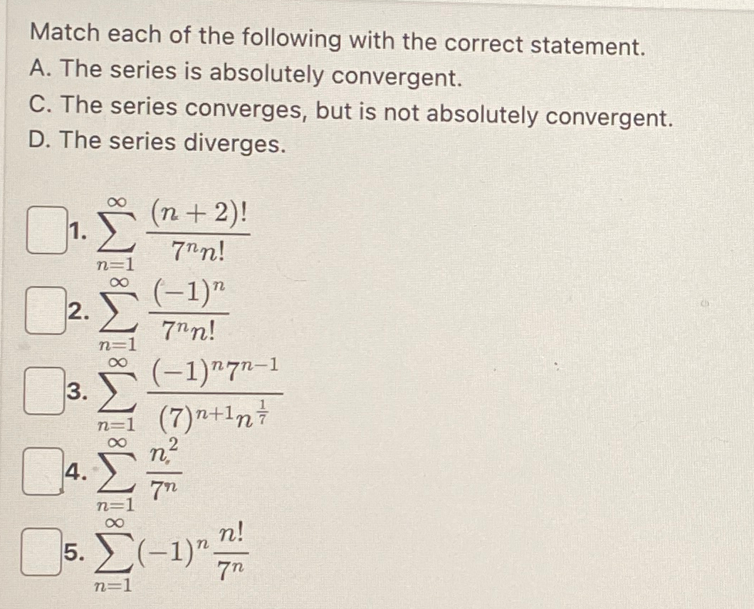 Solved Match each of the following with the correct | Chegg.com