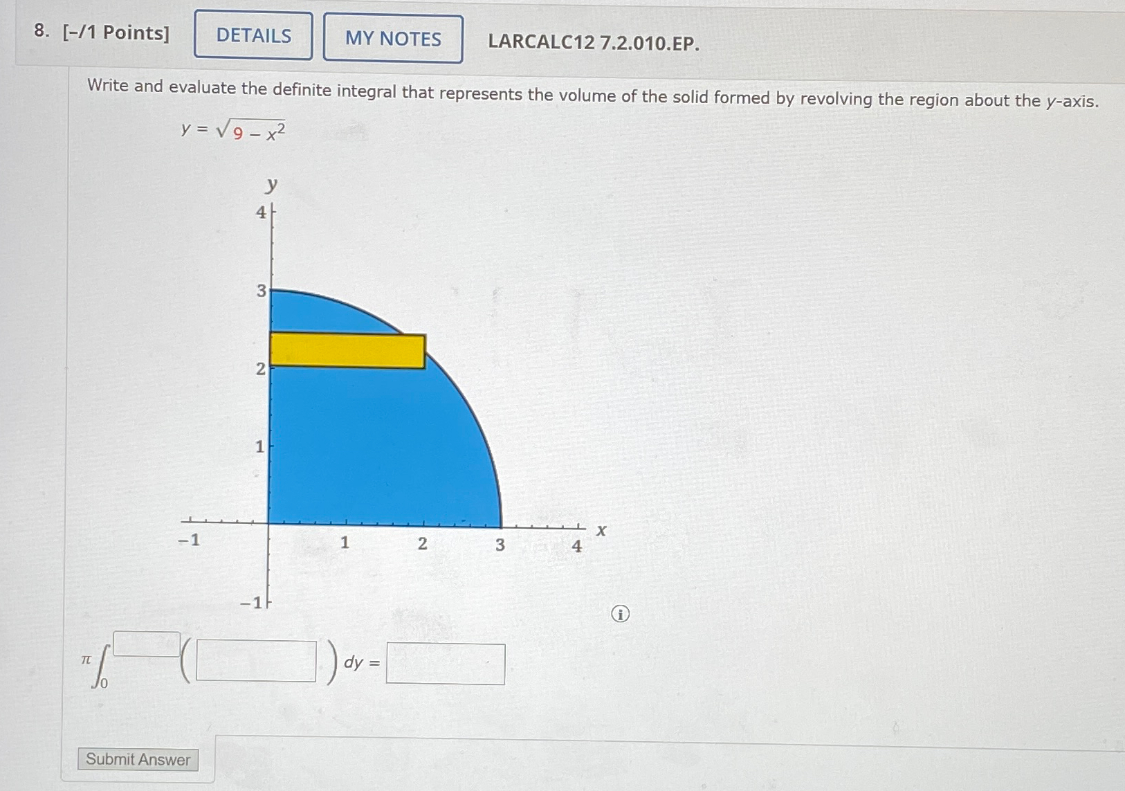 Solved [-/1 ﻿Points]LARCALC12 7.2.010.EP.Write and evaluate | Chegg.com