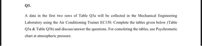 Solved Q3. A Data In The First Two Raws Of Table Q3a Will Be | Chegg.com