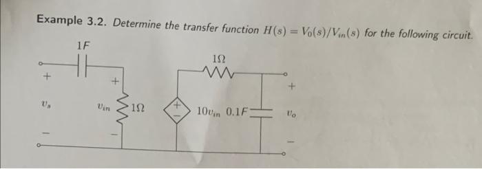 Solved Example 3.2. Determine the transfer function | Chegg.com
