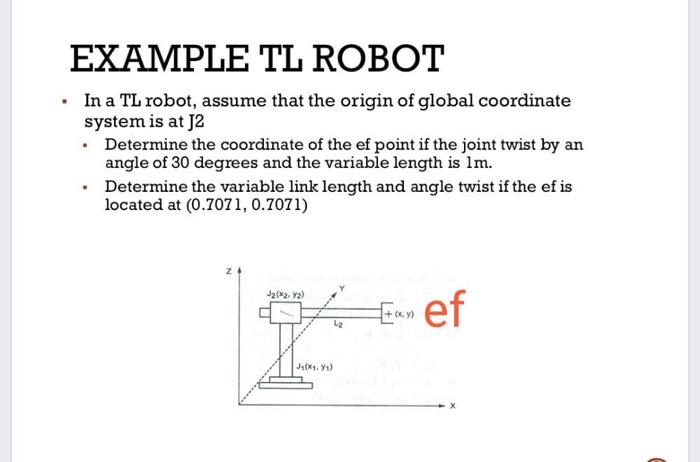 Solved EXAMPLE TL ROBOT In a TL robot, assume that the | Chegg.com