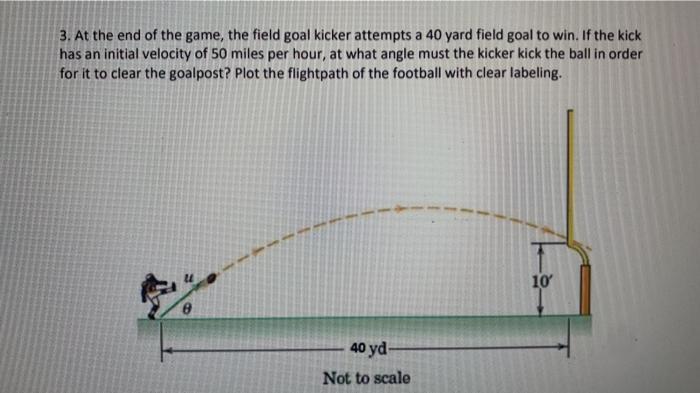 Solved 3. At the end of the game, the field goal kicker | Chegg.com