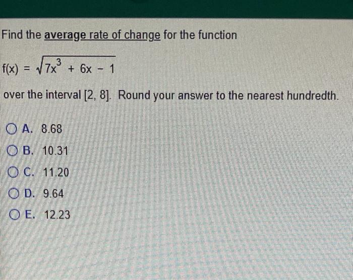 Solved Find the average rate of change for the function 3 | Chegg.com