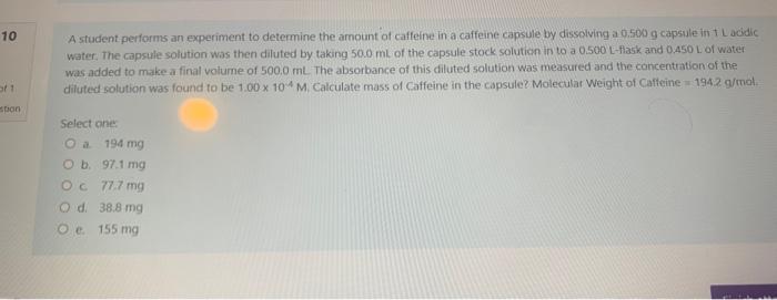 Solved A student performs an experiment to determine the | Chegg.com