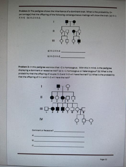 Problem 4: Is the following pedigree displaying a | Chegg.com